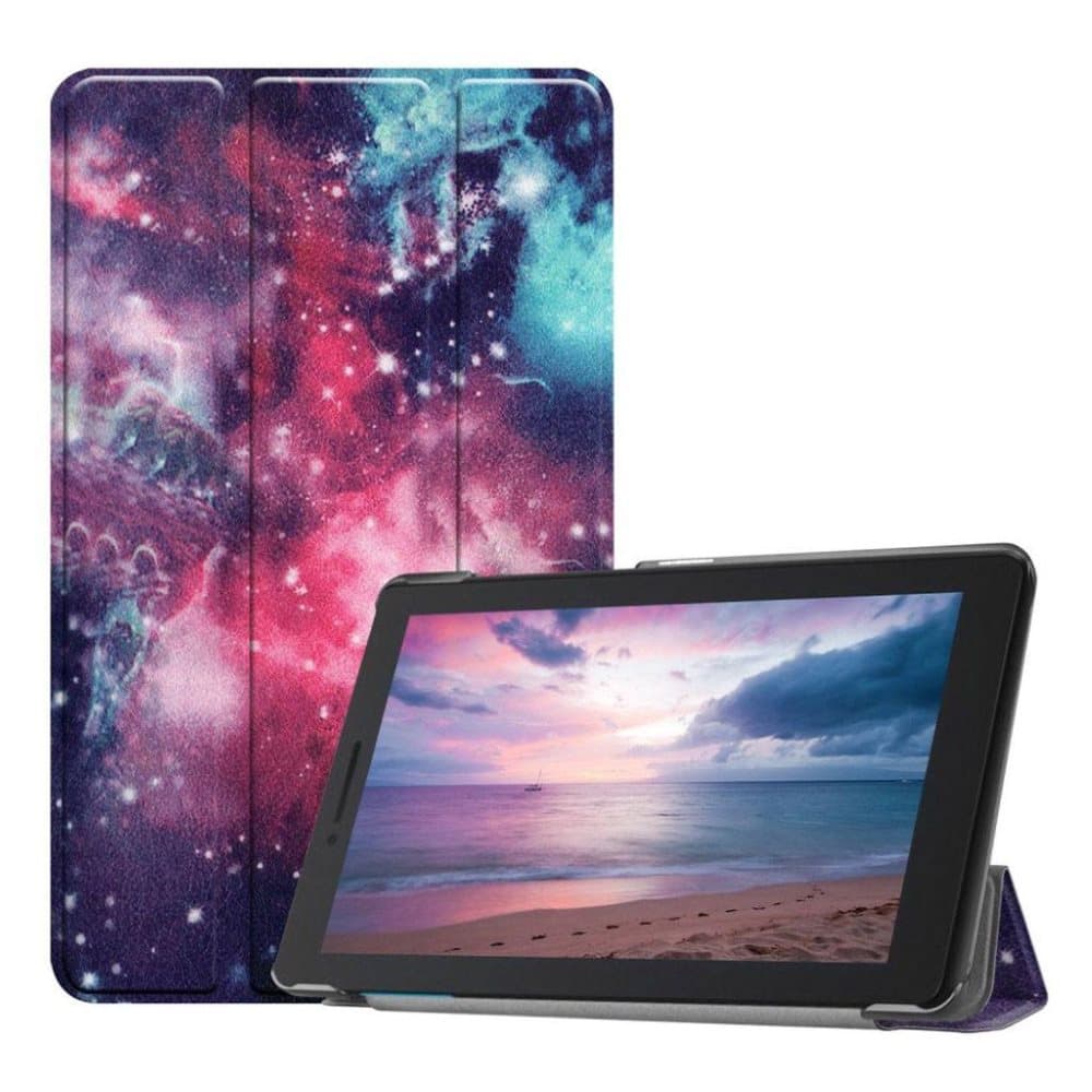 Lenovo Tab E8 mønstret tre-fold læderetui - Galaxy