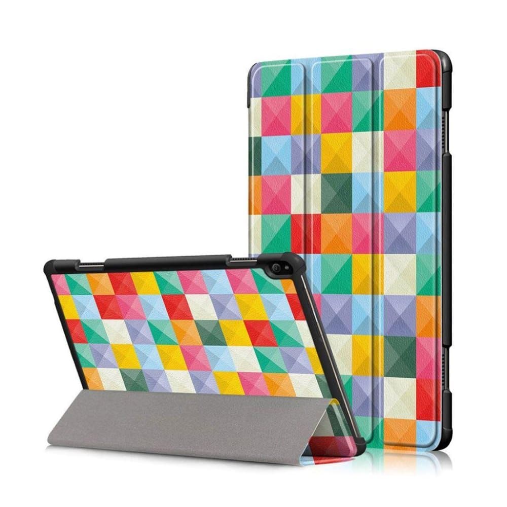 Lenovo Tab P10 mønstret læder flip etui - Farvet Trekanter