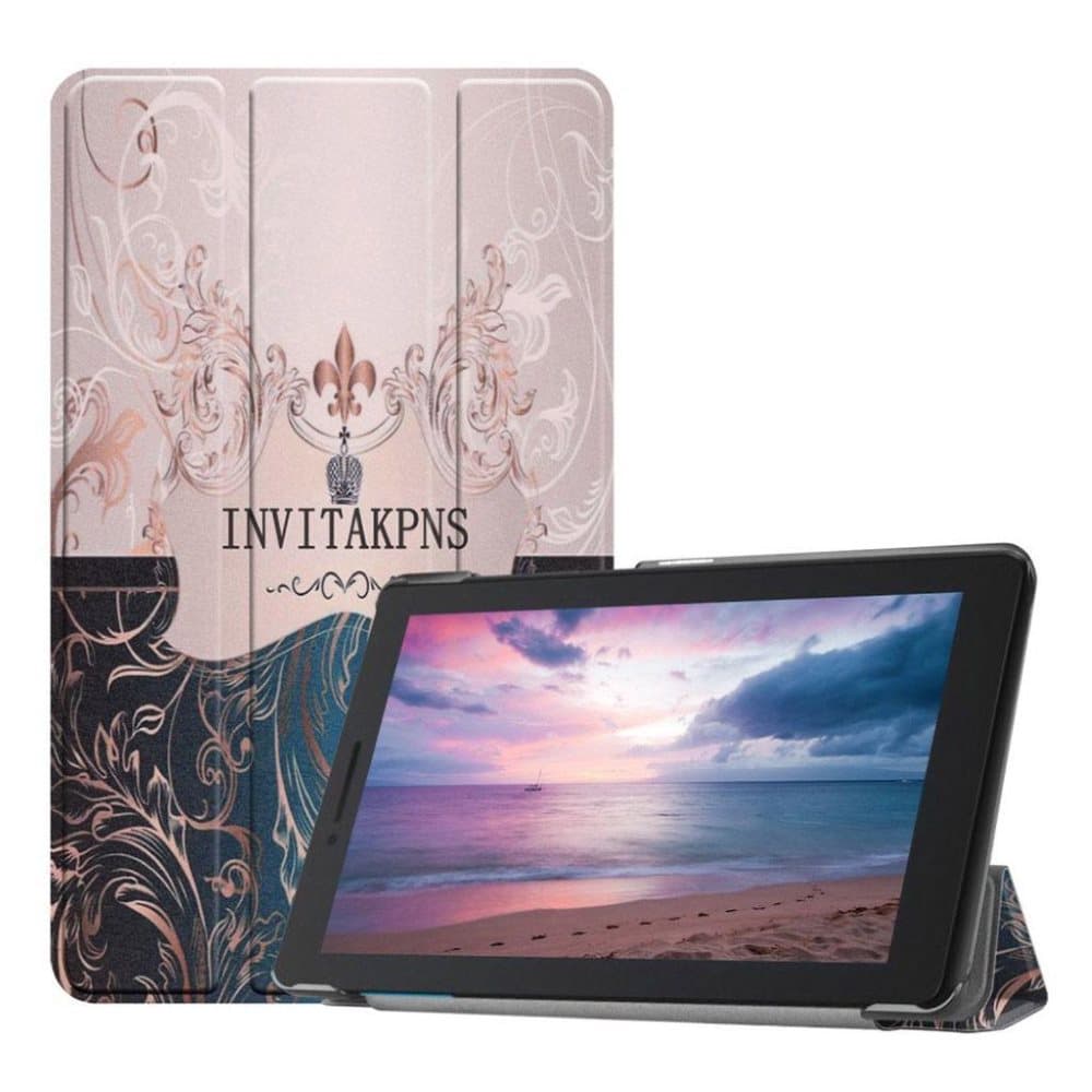 Lenovo Tab E8 mønstret tre-fold læderetui - INVITAKPANS