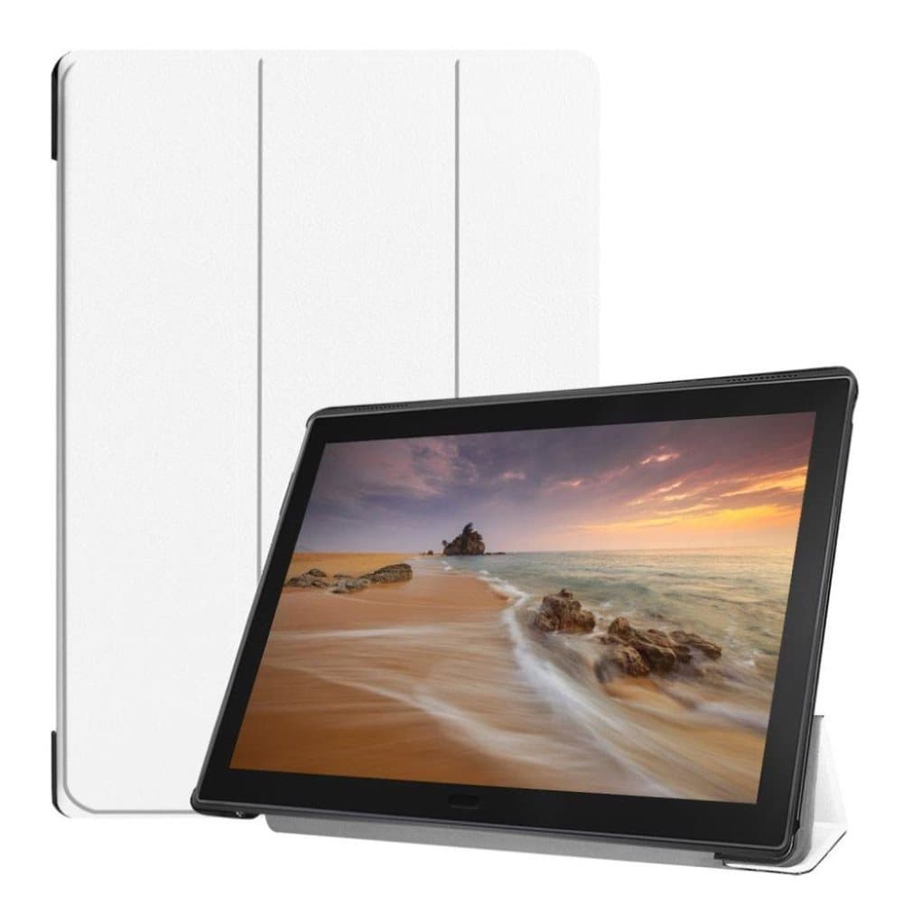 Lenovo Tab E10 trefold læder flip etui - Hvid