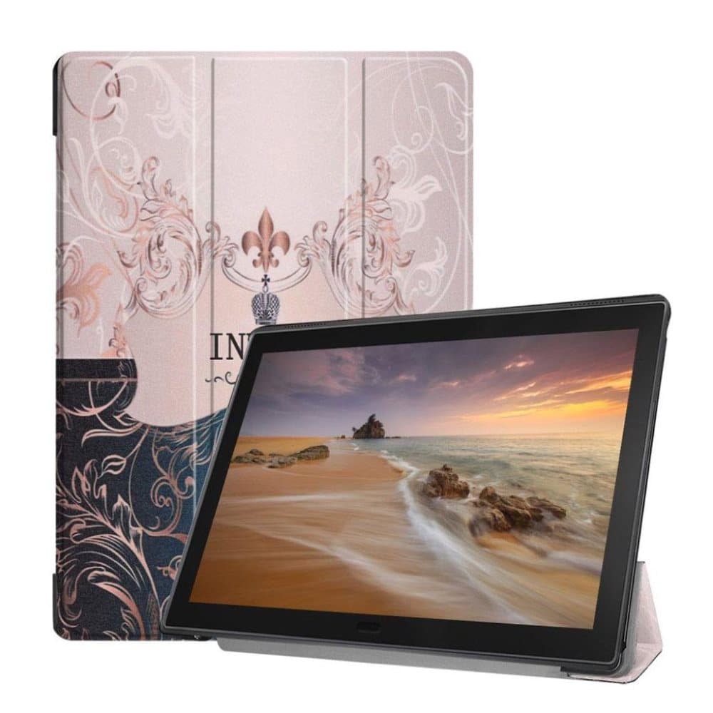 Lenovo Tab E10 trefold mønster læder flip etui - Engelske Ka