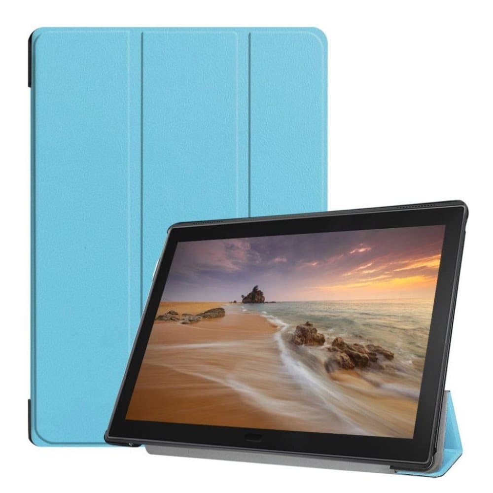 Lenovo Tab E10 trefold læder flip etui - Babyblå