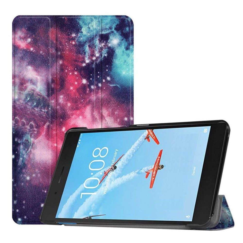 Lenovo Tab E7 mønstret tre-fold læderetui - Galaxy