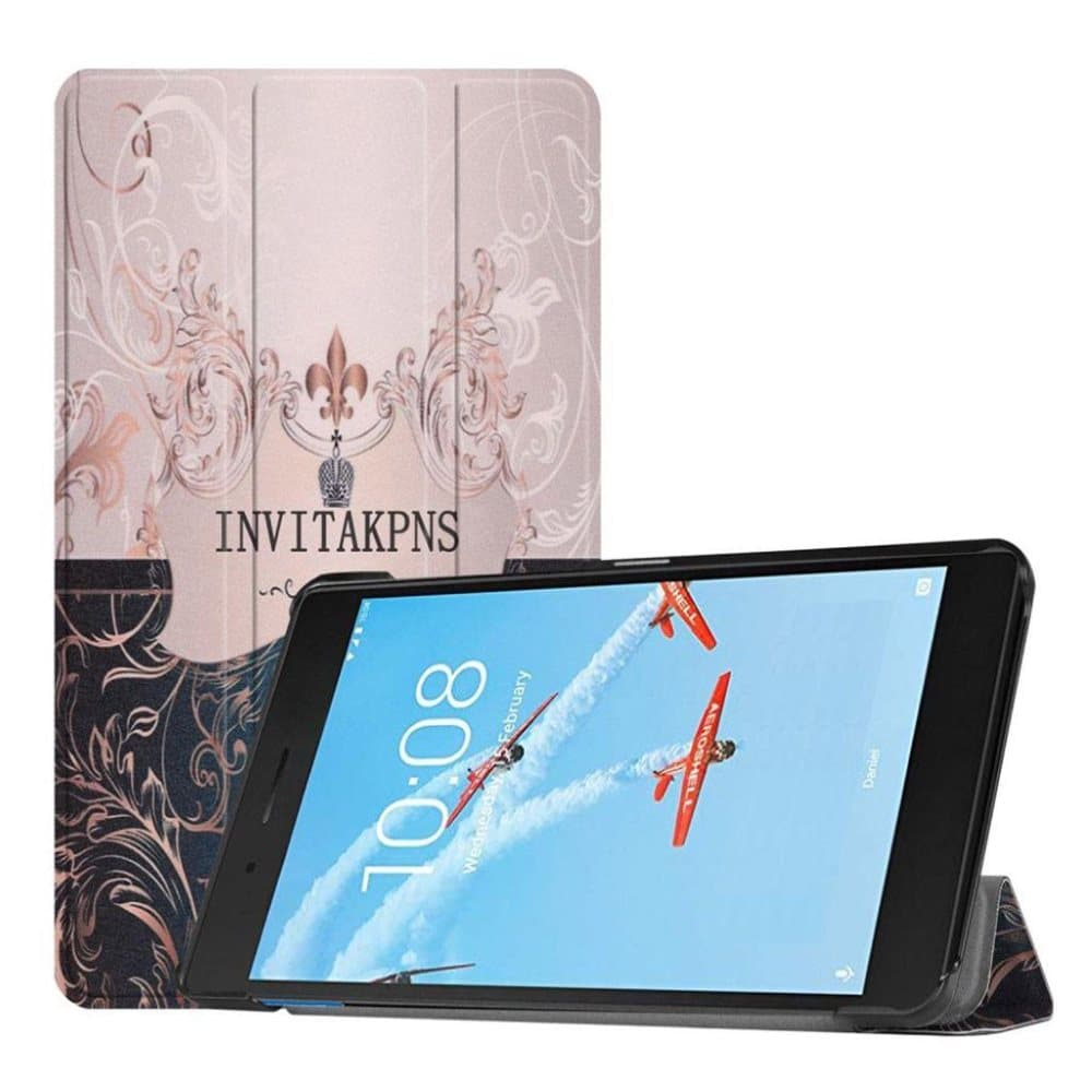 Lenovo Tab E7 mønstret tre-fold læderetui - INVITAKPANS