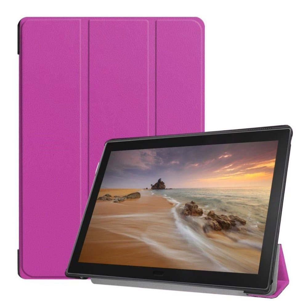 Lenovo Tab E10 trefold læder flip etui - Lilla