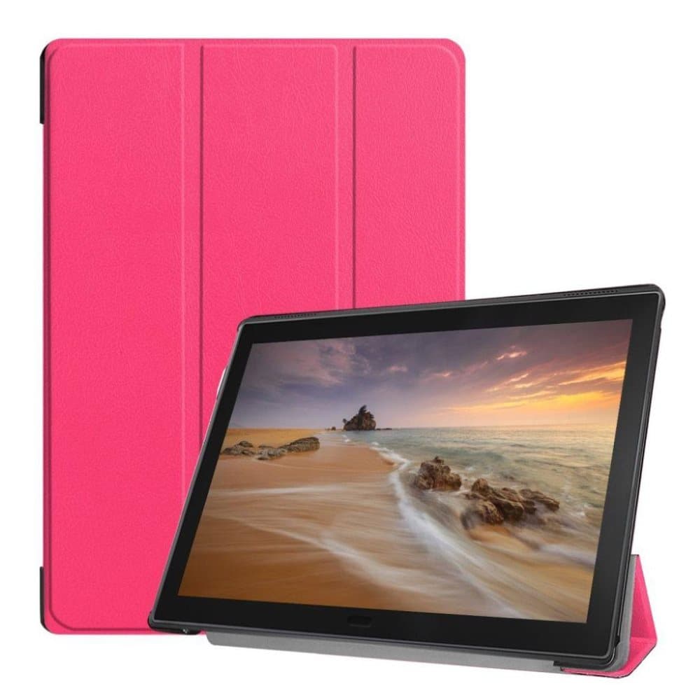 Lenovo Tab E10 trefold læder flip etui - Rosa