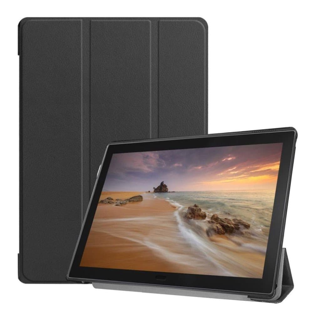Lenovo Tab E10 trefold læder flip etui - Sort