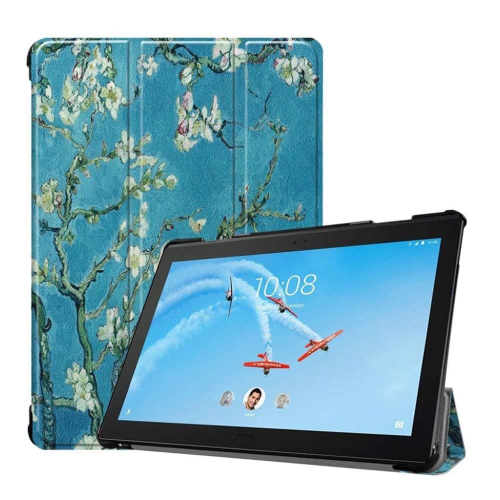 Lenovo Tab P10 mønstret læder flip etui - Abrikos Blomstret