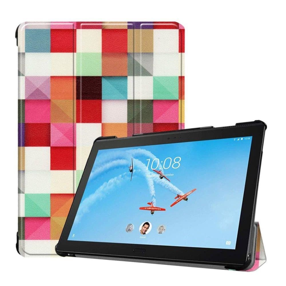 Lenovo Tab P10 mønstret læder flip etui - Farverige Firkante