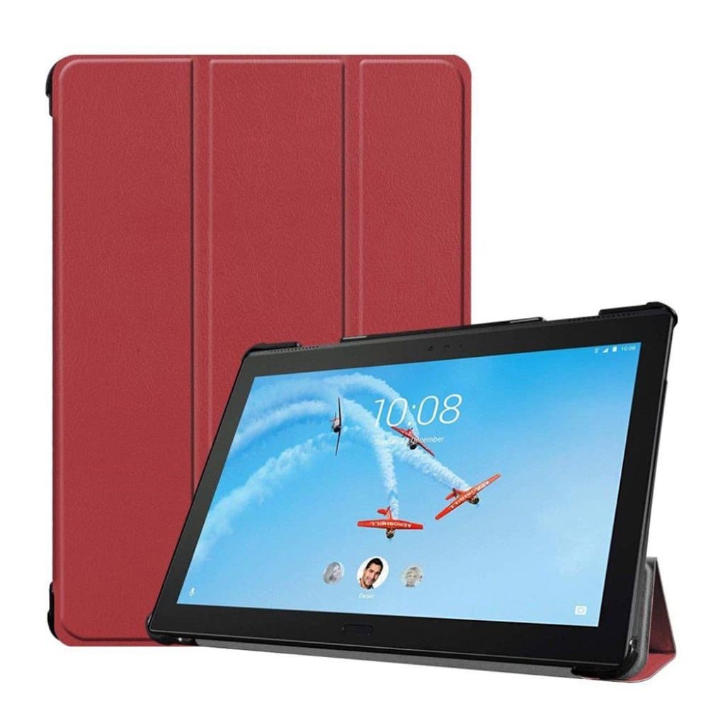 Lenovo Tab P10 stativ læder flip etui - Vinrød
