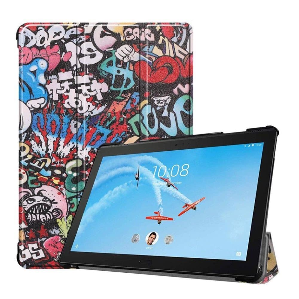 Lenovo Tab P10 mønstret læder flip etui - Graffiti