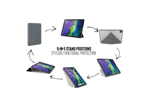 Pipetto iPad Pro 2020 11 tuuman TPU-origami-kotelo - tummanharmaa