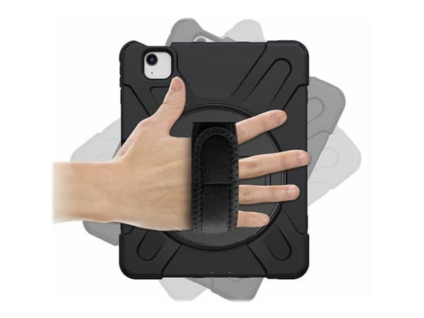 eSTUFF Defender Case - Baksidedeksel for nettbrett - silikon, polykarbonat - svart - 11" - for Apple 10.9-inch iPad Air (4. generasjon, 5. generasjon