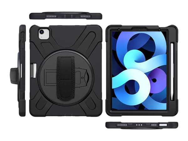 eSTUFF Defender Case - Baksidedeksel for nettbrett - silikon, polykarbonat - svart - 11" - for Apple 10.9-inch iPad Air (4. generasjon, 5. generasjon