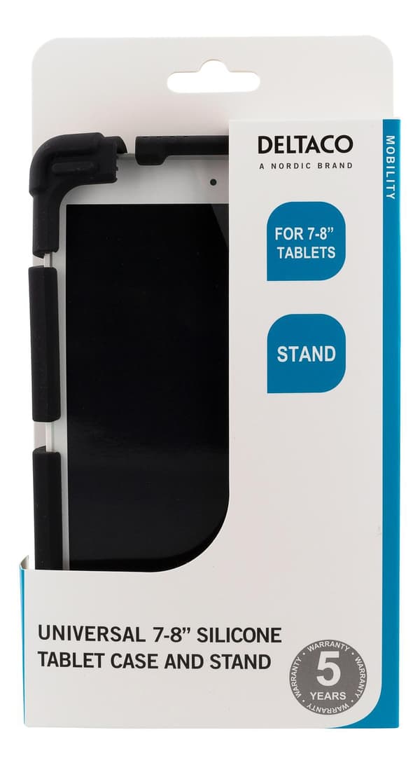 Case in silicone for 7-8" tablets, stand, black