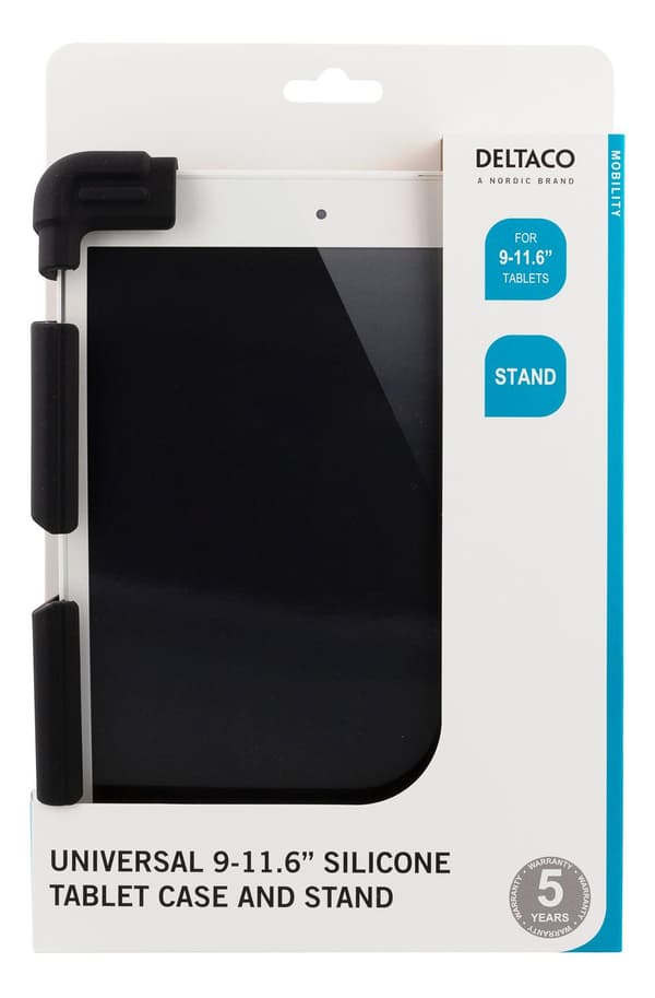 Case in silicone for 9-11.6" tablets, stand, black