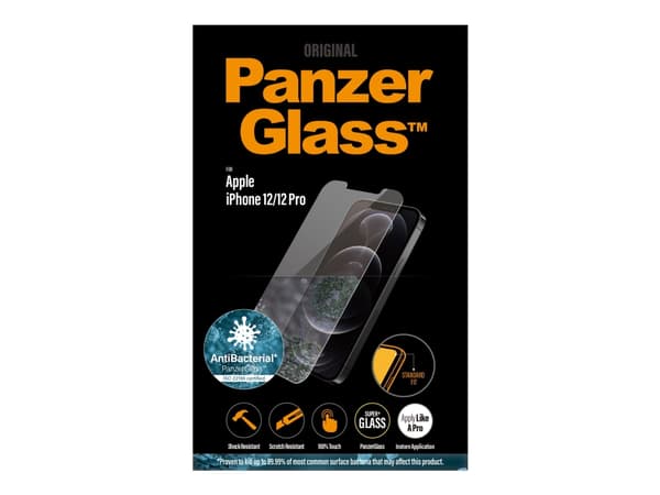 PanzerGlass - Skjermbeskyttelse for mobiltelefon - glass - for Apple iPhone 12, 12 Pro