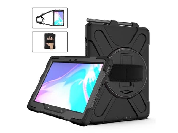 eSTUFF Defender Case - Tabletin takakuori - karkea - silikoni, polykarbonaatti - musta - 10.1" - Samsung Galaxy Tab Active Pro -laitteelle