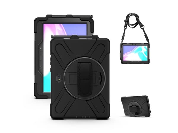 eSTUFF Defender Case - Tabletin takakuori - karkea - silikoni, polykarbonaatti - musta - 10.1" - Samsung Galaxy Tab Active Pro -laitteelle