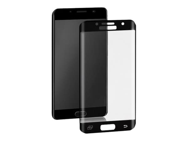 Qoltec Premium Tempered Glass - Skärmskydd för mobiltelefon - glas - 5.7" - ramfärg svart - för Samsung Galaxy A7 (2017)