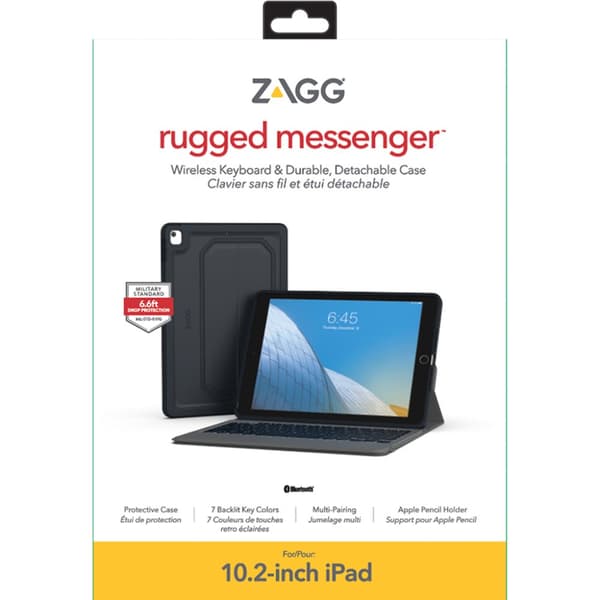 ZAGG iPad 10.2 Kotelo Näppäimistöllä Rugged Messenger Keyboard Charcoal