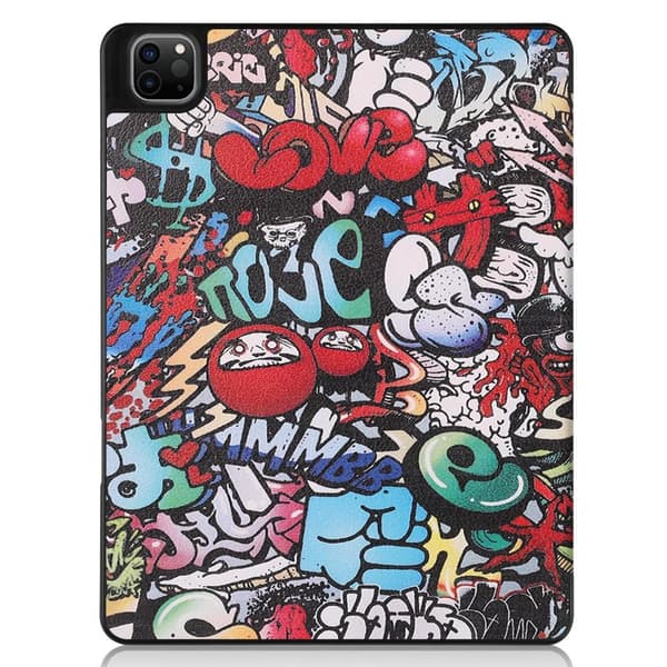 iPad 12.9" Pro 2021 Tri-fold Stand Tablet Case Cover - Graffiti