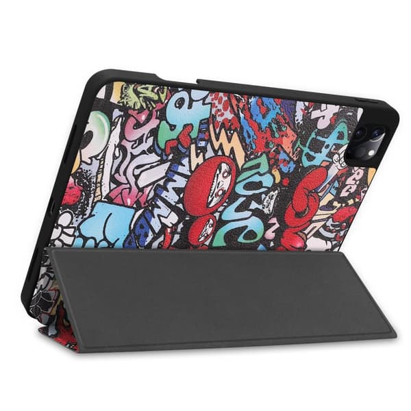 Til iPad Pro 11 2021 Trifoldet stativ-tabletetui - Graffiti