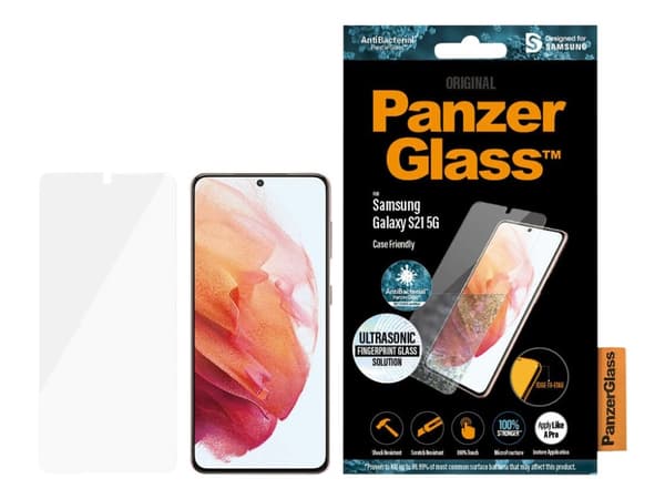 PanzerGlass - Skärmskydd för mobiltelefon - kompatibel med fingeravtrycksläsare med ultraljud - glas - för Samsung Galaxy S21 5G