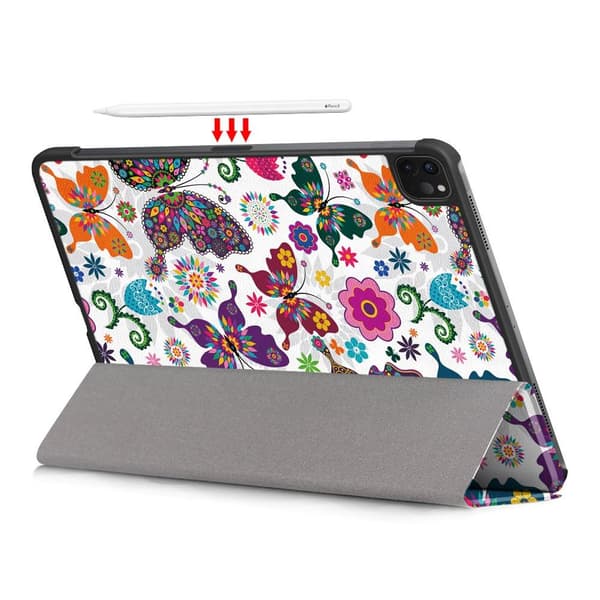 Til iPad Pro 11 2021/2020 Trifoldet stativ-tabletetui - sommerfugl