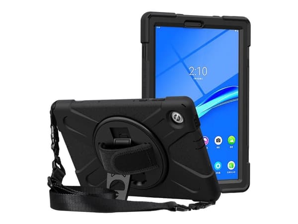 eSTUFF - Baksidesskydd för surfplatta - silikon, polykarbonat - svart - 10.3" - för Lenovo Smart Tab M10 FHD Plus (2nd Gen) with Google Assistant