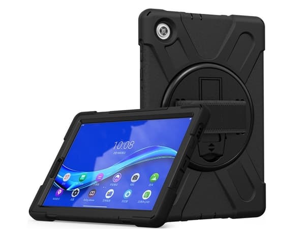 eSTUFF - Baksidesskydd för surfplatta - silikon, polykarbonat - svart - 10.3" - för Lenovo Smart Tab M10 FHD Plus (2nd Gen) with Google Assistant