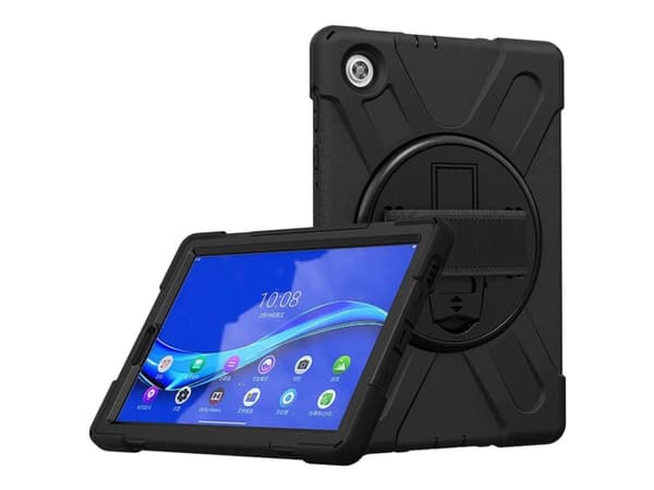 eSTUFF - Baksidesskydd för surfplatta - silikon, polykarbonat - svart - 10.3" - för Lenovo Smart Tab M10 FHD Plus (2nd Gen) with Google Assistant