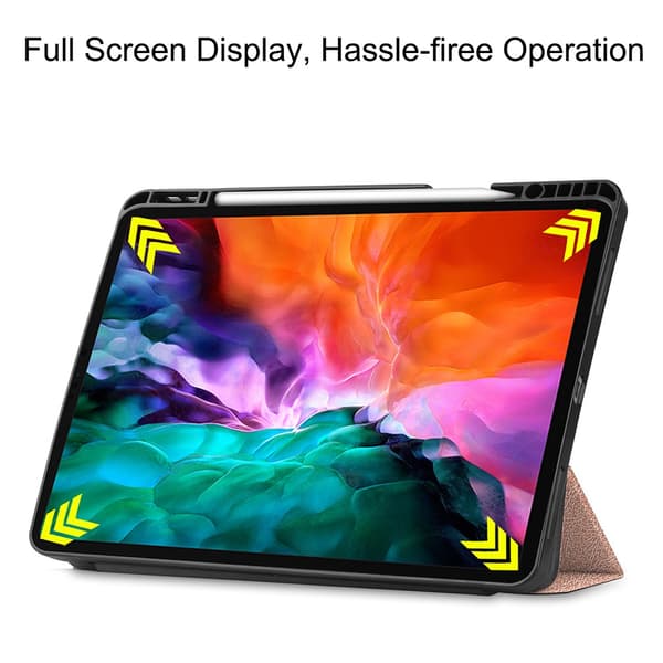 iPad Pro 12.9 5th Gen (2021) Fodral Tri-Fold Med Pencil-hållare Rosa