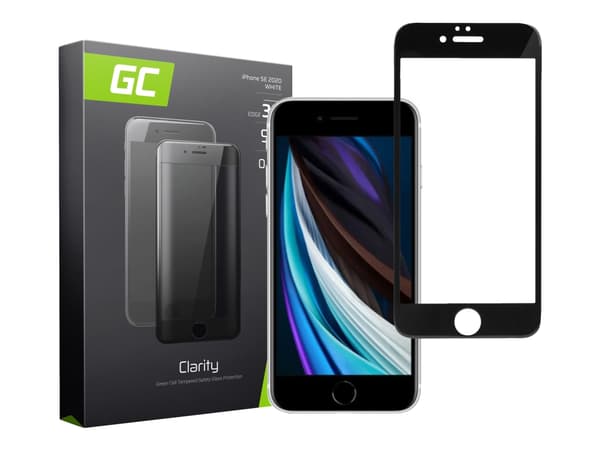 Green Cell Clarity - Skjermbeskyttelse for mobiltelefon - 2.5D - glass - rammefarge hvit - for Apple iPhone SE (2nd generation)