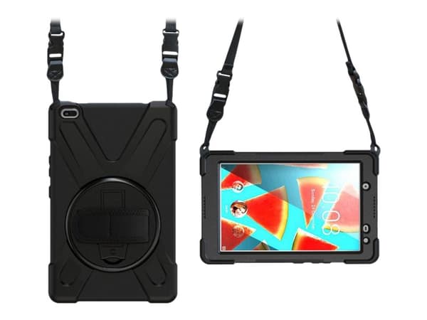eSTUFF - Tabletin takakuori - silikoni, polykarbonaatti - musta - 8" - Lenovo Tab M8 HD (2. sukupolvi) ZA5G, ZA5H, ZA62, ZA63, ZA62, ZA63