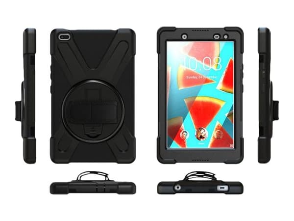 eSTUFF - Tabletin takakuori - silikoni, polykarbonaatti - musta - 8" - Lenovo Tab M8 HD (2. sukupolvi) ZA5G, ZA5H, ZA62, ZA63, ZA62, ZA63