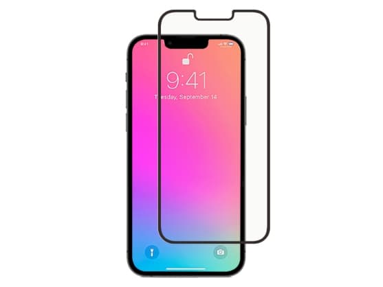 Screenor Privacy 360 - Skärmskydd för mobiltelefon - glas - ramfärg svart - för Apple iPhone 13, 13 Pro, 14, 16e