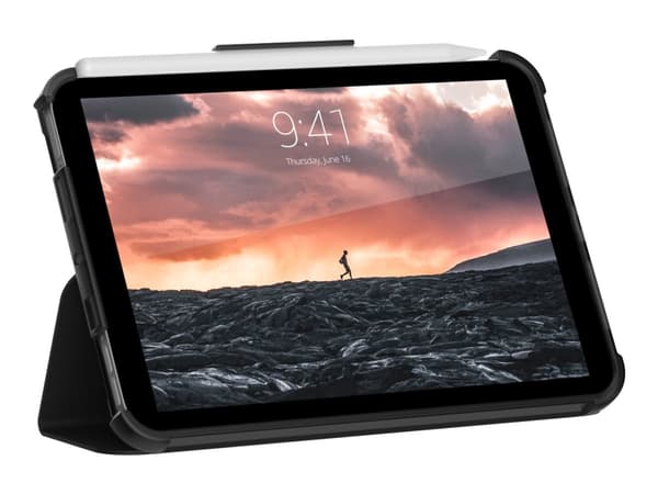 UAG Rugged Case for iPad Mini (6th Gen, 2021) [8.3-inch] - Plyo Black/Ice - Vikbart fodral för surfplatta - svart, is - 8.3" - för Apple iPad mini (6