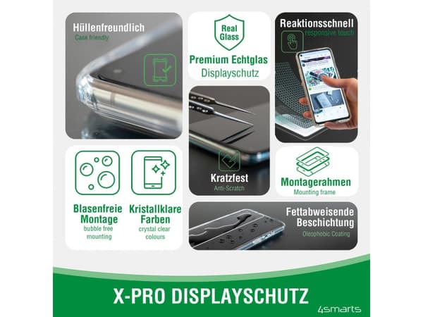 4smarts Second Glass X-Pro - Skjermbeskyttelse for mobiltelefon - full cover with mounting frame - glass - rammefarge svart - for Apple iPhone 13, 13