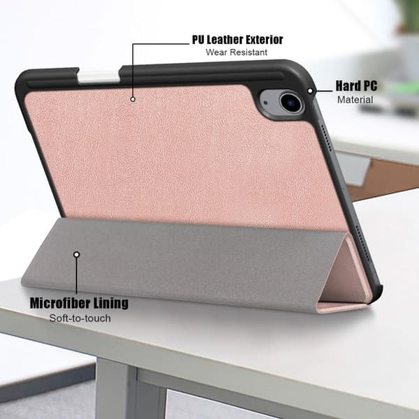 Apple iPad mini 6 (2021) Slim Fit Fodral Wake / Sleep - Rose Gold