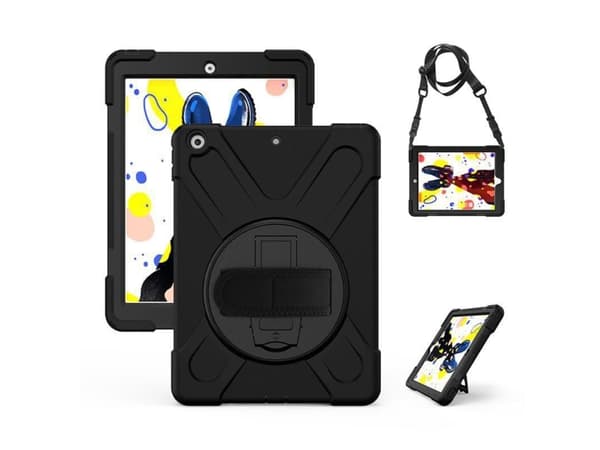 eSTUFF - Baksidedeksel for nettbrett - silikon, polykarbonat - svart - 10.2" - for Apple 10.2-inch iPad (9. generasjon)