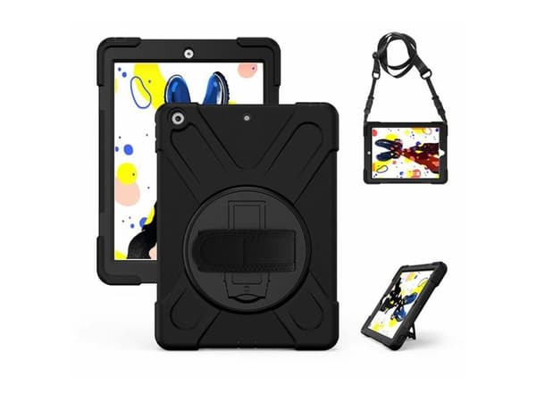 eSTUFF - Baksidedeksel for nettbrett - silikon, polykarbonat - svart - 10.2" - for Apple 10.2-inch iPad (9. generasjon)