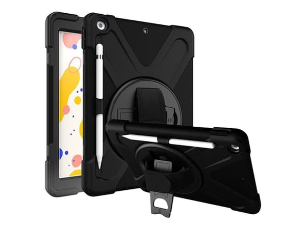 eSTUFF - Baksidedeksel for nettbrett - silikon, polykarbonat - svart - 10.2" - for Apple 10.2-inch iPad (9. generasjon)