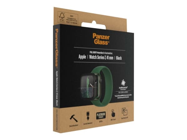 PanzerGlass - Skärmskydd för smart klocka - glas - ramfärg svart - för Apple Watch (41 mm)