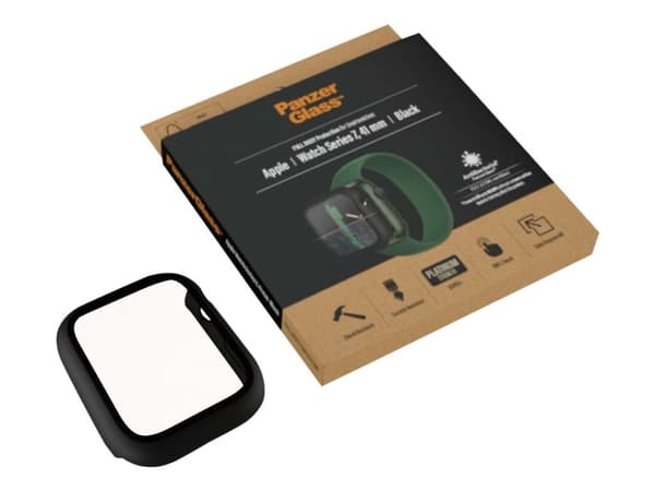 PanzerGlass - Skärmskydd för smart klocka - glas - ramfärg svart - för Apple Watch (41 mm)