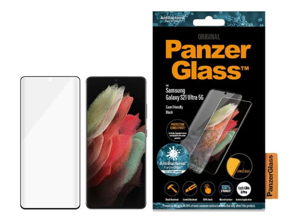 PanzerGlass - Skärmskydd för mobiltelefon - glas - ramfärg svart - för Samsung Galaxy S21 Ultra 5G