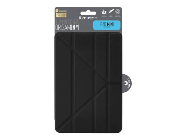 Pipetto Origami - Lommebok for nettbrett - termoplast-polyuretan (TPU) - svart - for Apple iPad mini (6. generasjon)