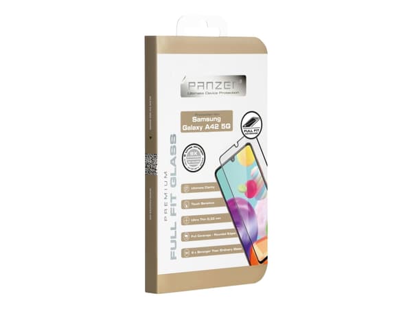 Panzer Premium Full-Fit - Skjermbeskyttelse for mobiltelefon - glass - rammefarge svart - for Samsung Galaxy A42 5G
