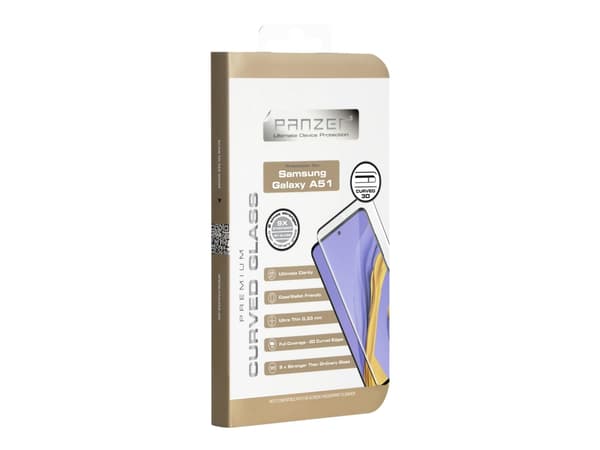 Panzer Premium Curved - Skjermbeskyttelse for mobiltelefon - glass - rammefarge svart - for Samsung Galaxy A51