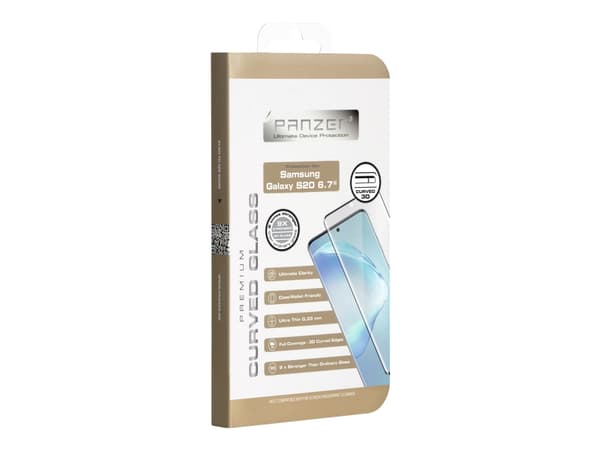 Panzer Premium Curved Glass - Skärmskydd för mobiltelefon - 3D - glas - ramfärg svart - för Samsung Galaxy S20+, S20+ 5G